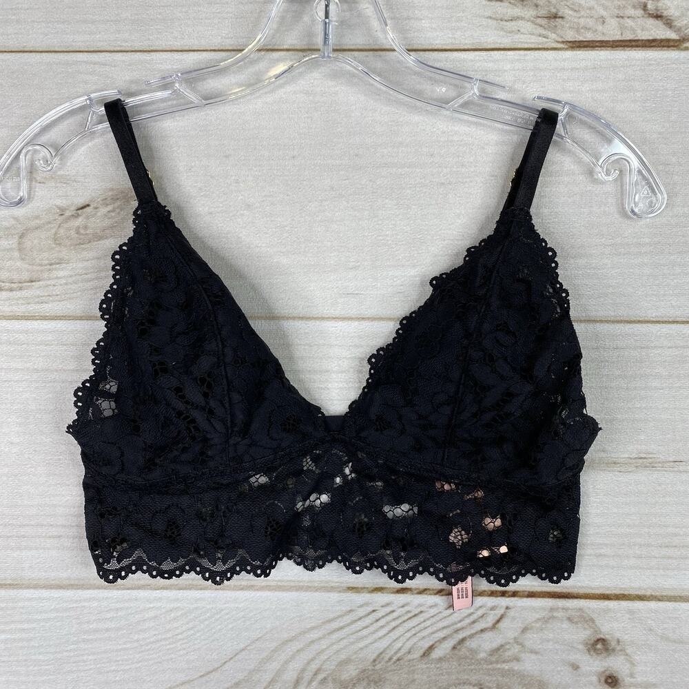 Dobreva Bralette Size M Black Lace Unlined No Wire Strappy Back Adjustable NWT